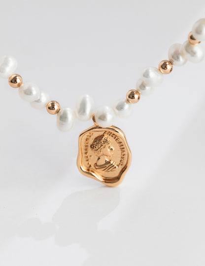 Timeless Pearl Necklace with Wax Seal Pendant