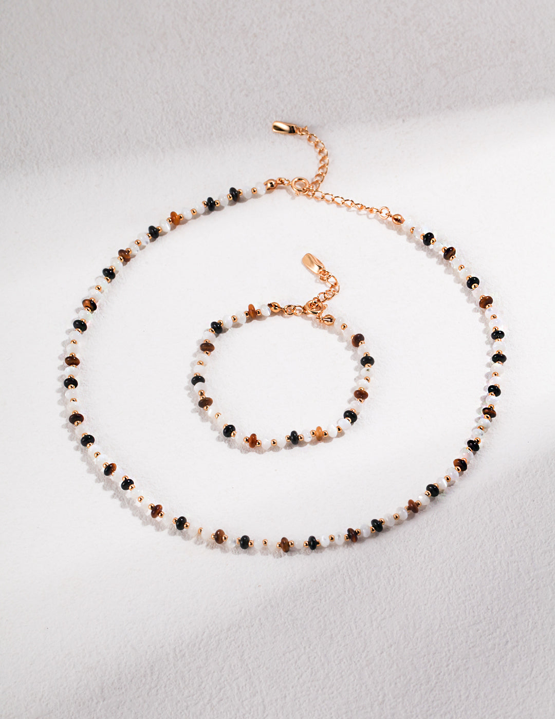 Silver Tiger Eye and Onyx Necklace