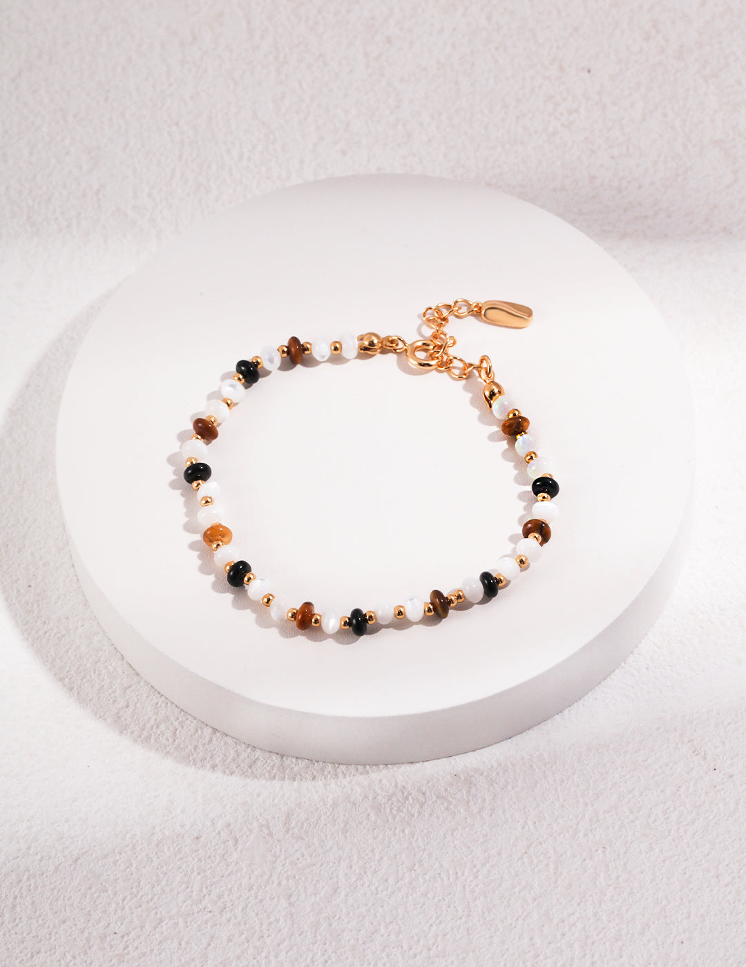 Silver Tiger Eye and Onyx Bracelet