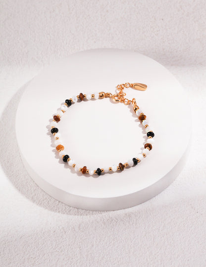 Silver Tiger Eye and Onyx Bracelet