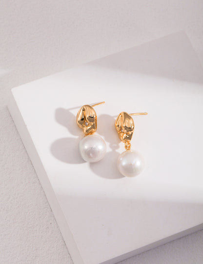 Playful Silver Pearl Earrings with Zircon Accent