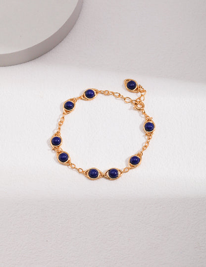 Silver Tiger Eye & Lapis Eye of Horus Bracelet