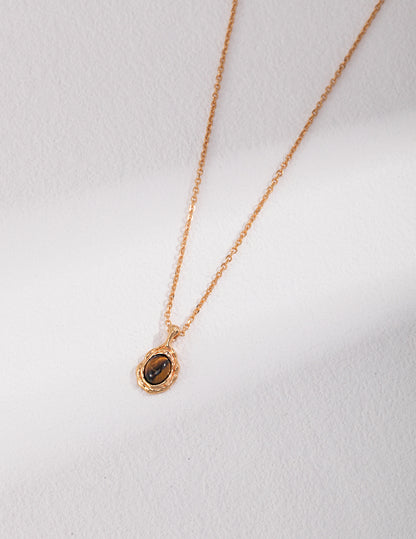 Silver Tiger Eye Stone Necklace