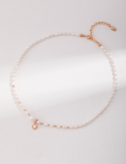 Sweetheart Pure Silver Pearl Necklace