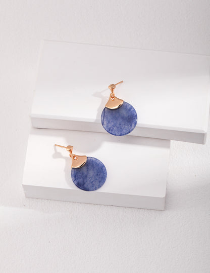 Silver Blue Aventurine Fan Earrings