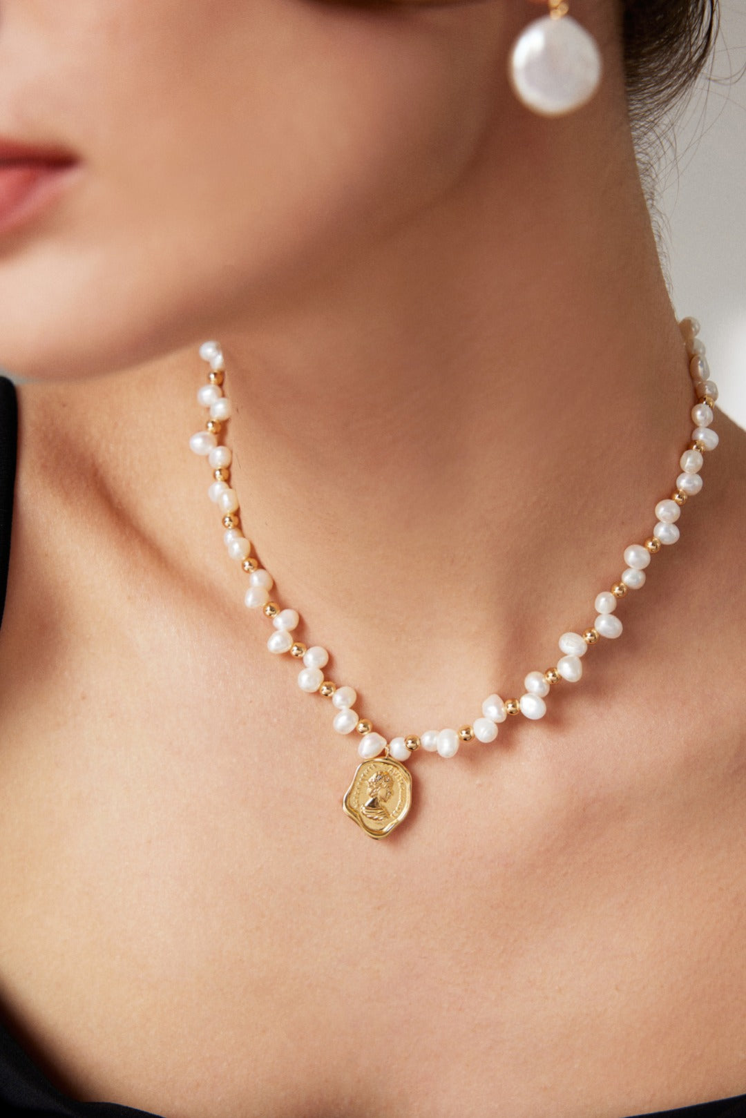 Timeless Pearl Necklace with Wax Seal Pendant