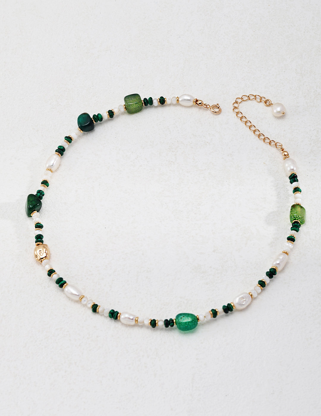 Exotic Silver Pearl and Malachite Necklace & Bracelet Set