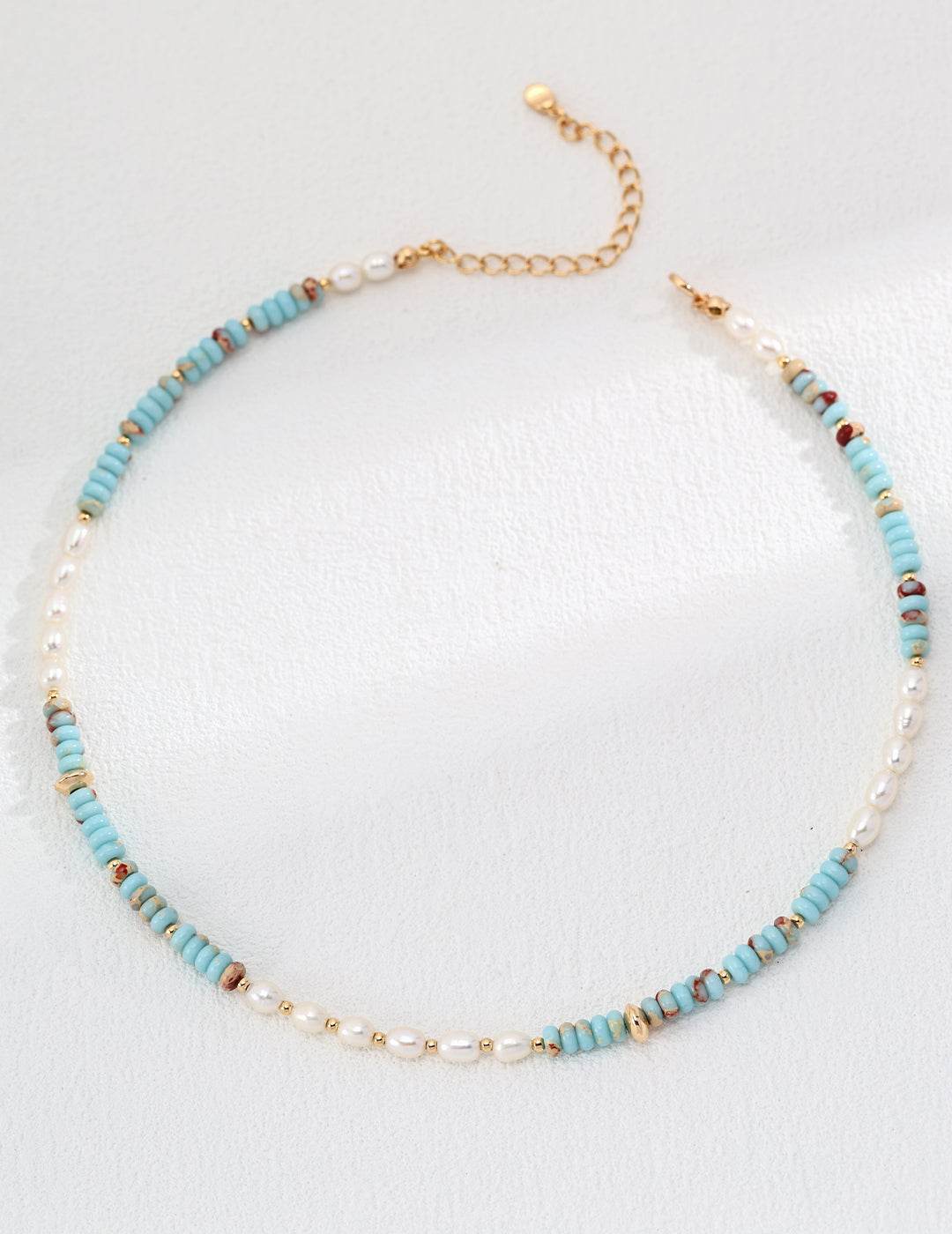 Fresh Pearl and Blue Stone Silver Necklace