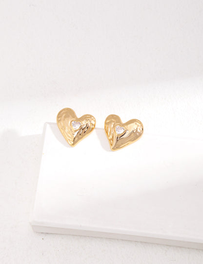 Vintage Gold Heart-Shaped Earrings