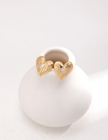 Vintage Gold Heart-Shaped Earrings