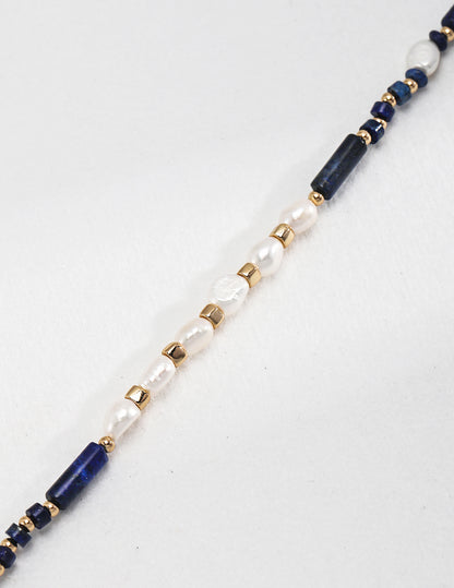 Lapis Lazuli & Pearl Silver Necklace