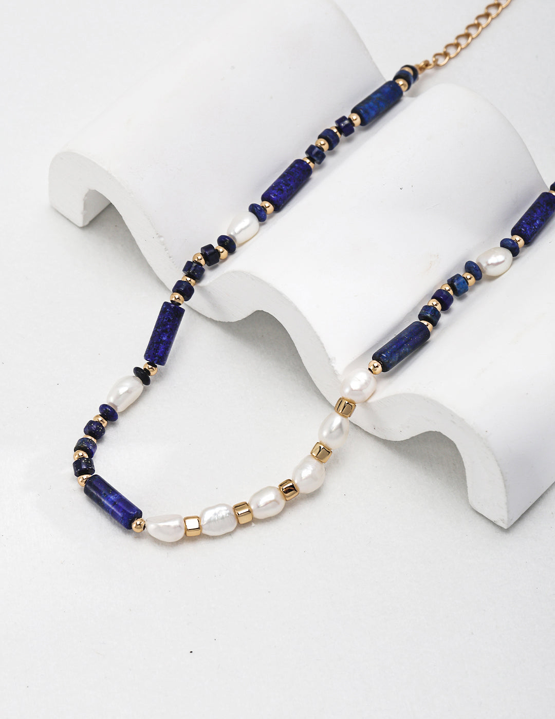 Lapis Lazuli & Pearl Silver Necklace