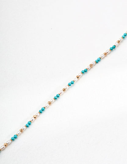 Silver Pearl & Turquoise Necklace